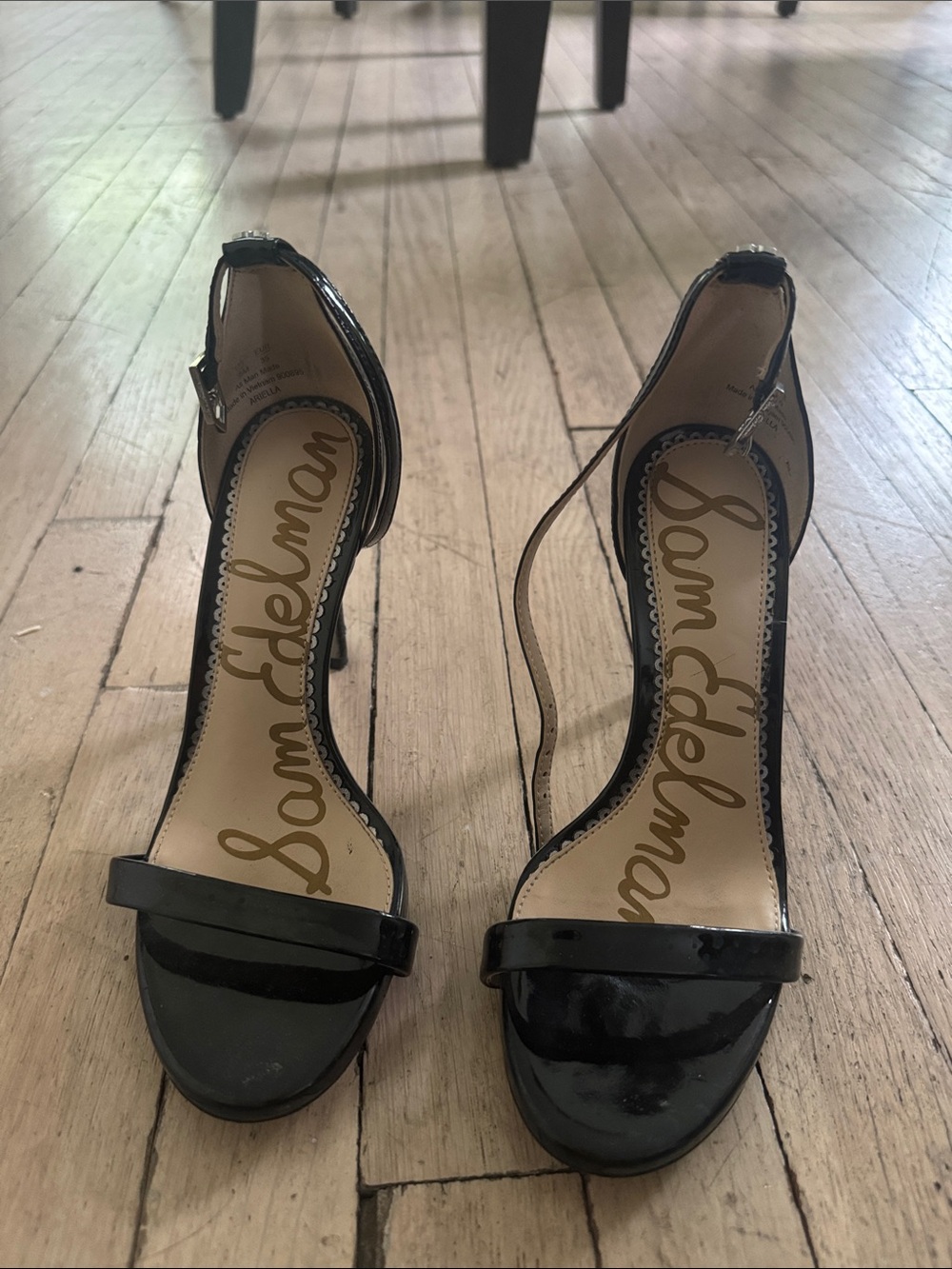 Sam Edelman Black Patent Leather Stiletto Sandals